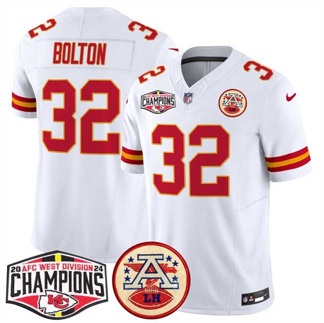 Mens Kansas City Chiefs #32 Nick Bolton White F.U.S.E. 2024 AFC West Division Champions Vapor Limited Stitched Jersey->kansas city chiefs->NFL Jersey